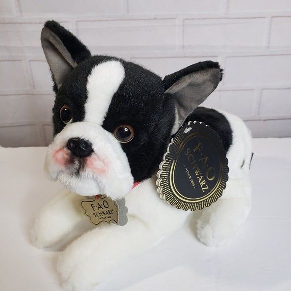 FAO Schwarz Realistic Boston Terrier Puppy Dog Plush Stuffed Animal with Tags - Picture 2 of 12